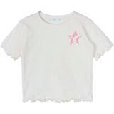 White Sequin Star Ribbed Top