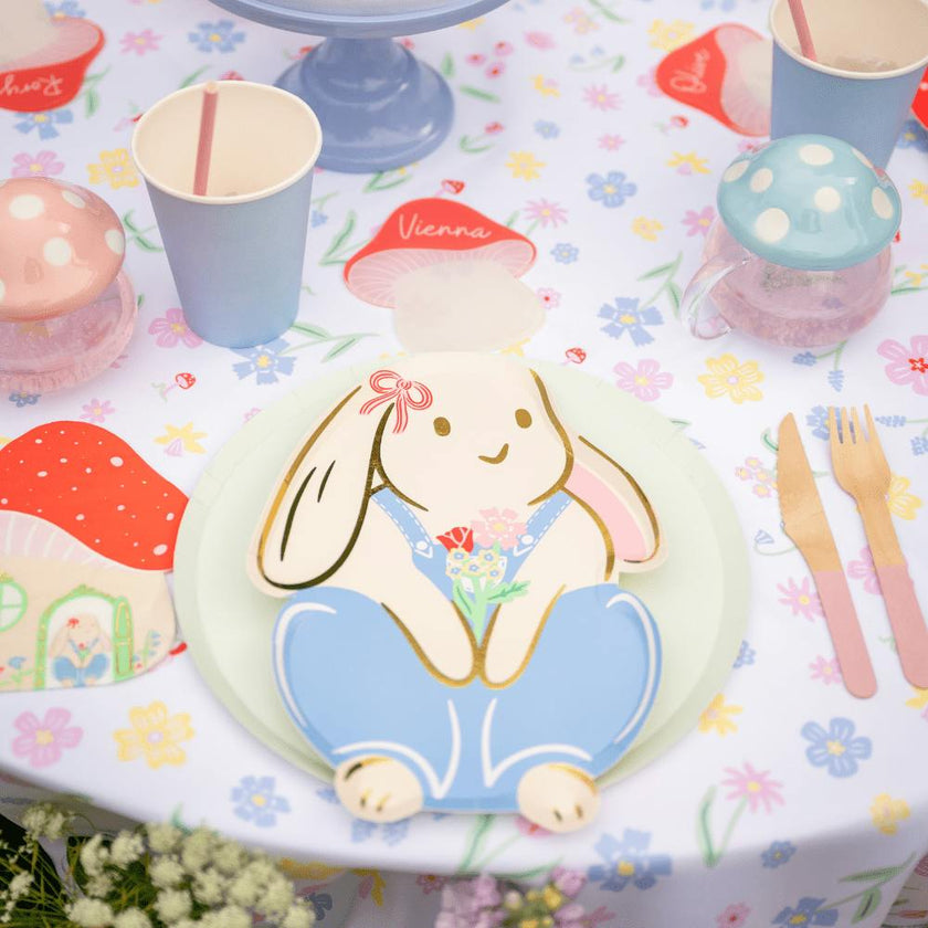 Bunnies In The Garden Overalls Large Plates
