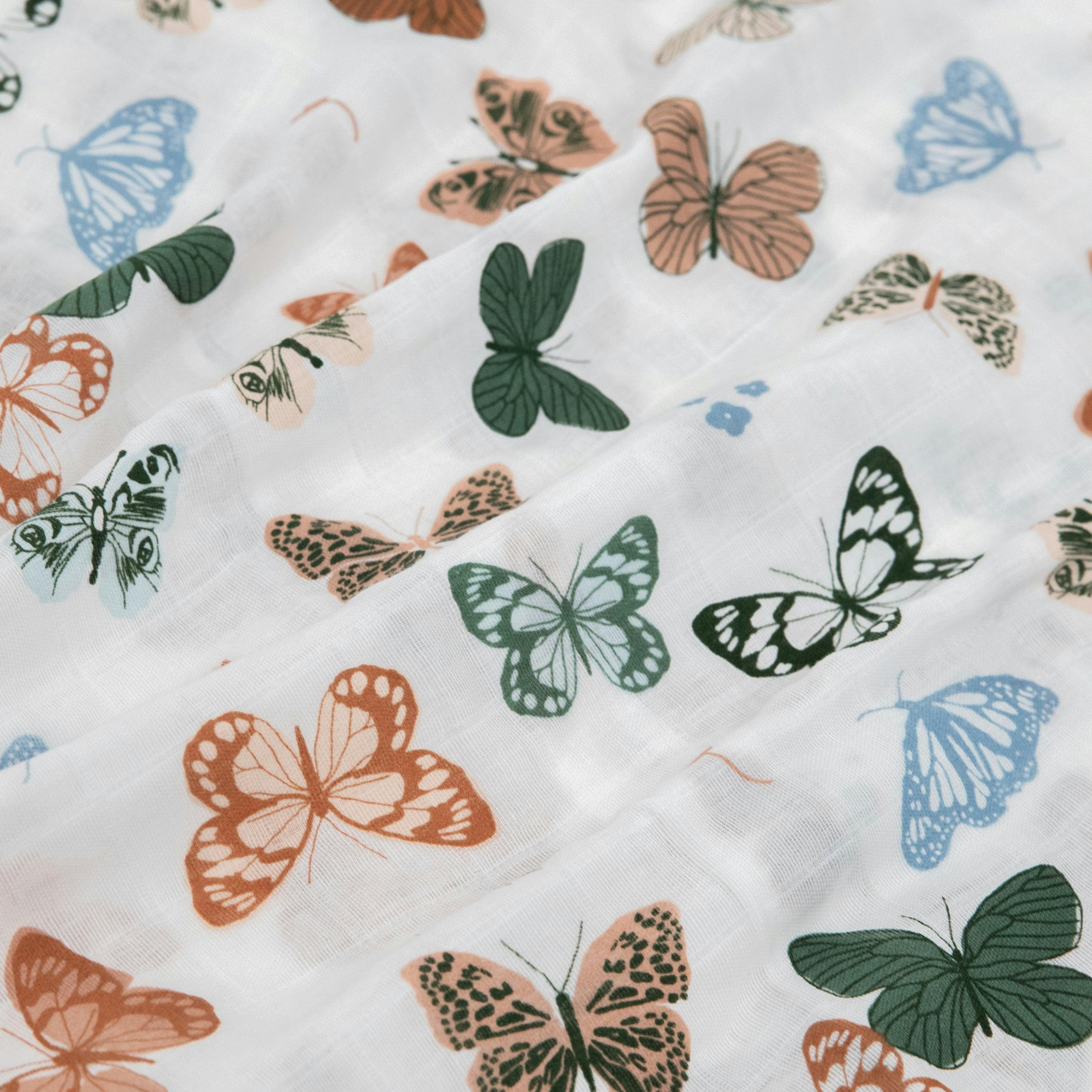 Cotton Muslin Pillowcase 2 Pack - Butterflies 2