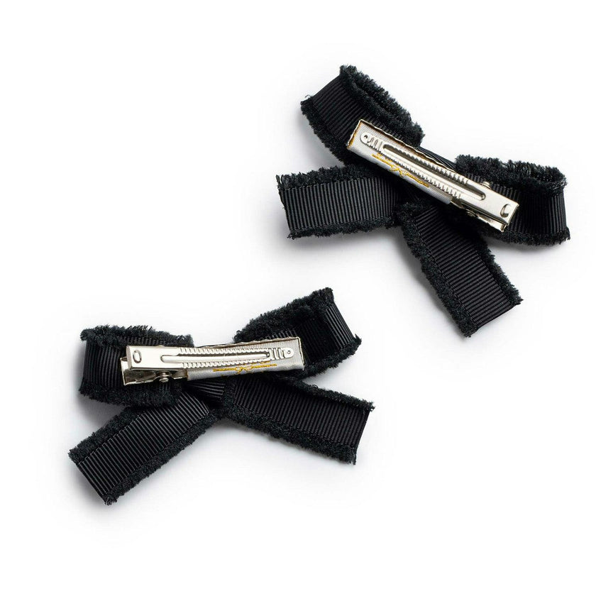 Halo Luxe Dahlia Deconstructed Grosgrain Ribbon Double Clip Set - Black