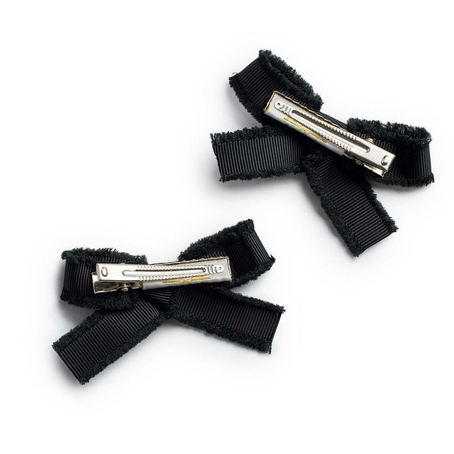 Halo Luxe Dahlia Deconstructed Grosgrain Ribbon Double Clip Set - Black