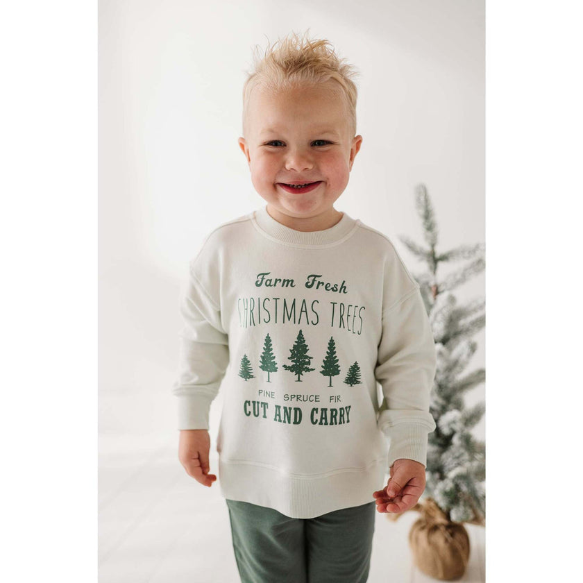 Boxy Sweatshirt Farm Fresh Christmas Trees