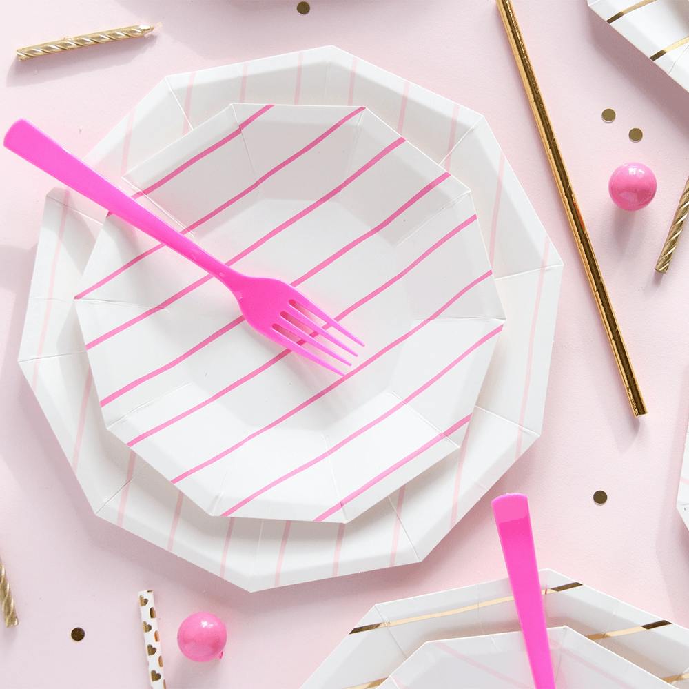 Blush Frenchie Striped Large Plates