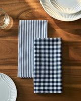 Signature Navy French Ticking Table Linen