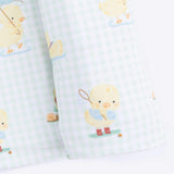 Vintage Spring Ducklings Green - Swaddle Blanket