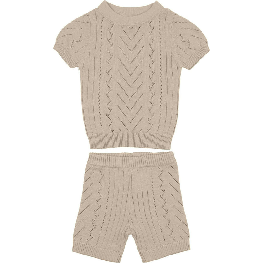 Girls Pretty Pointelle 2-Piece Top & Short Set