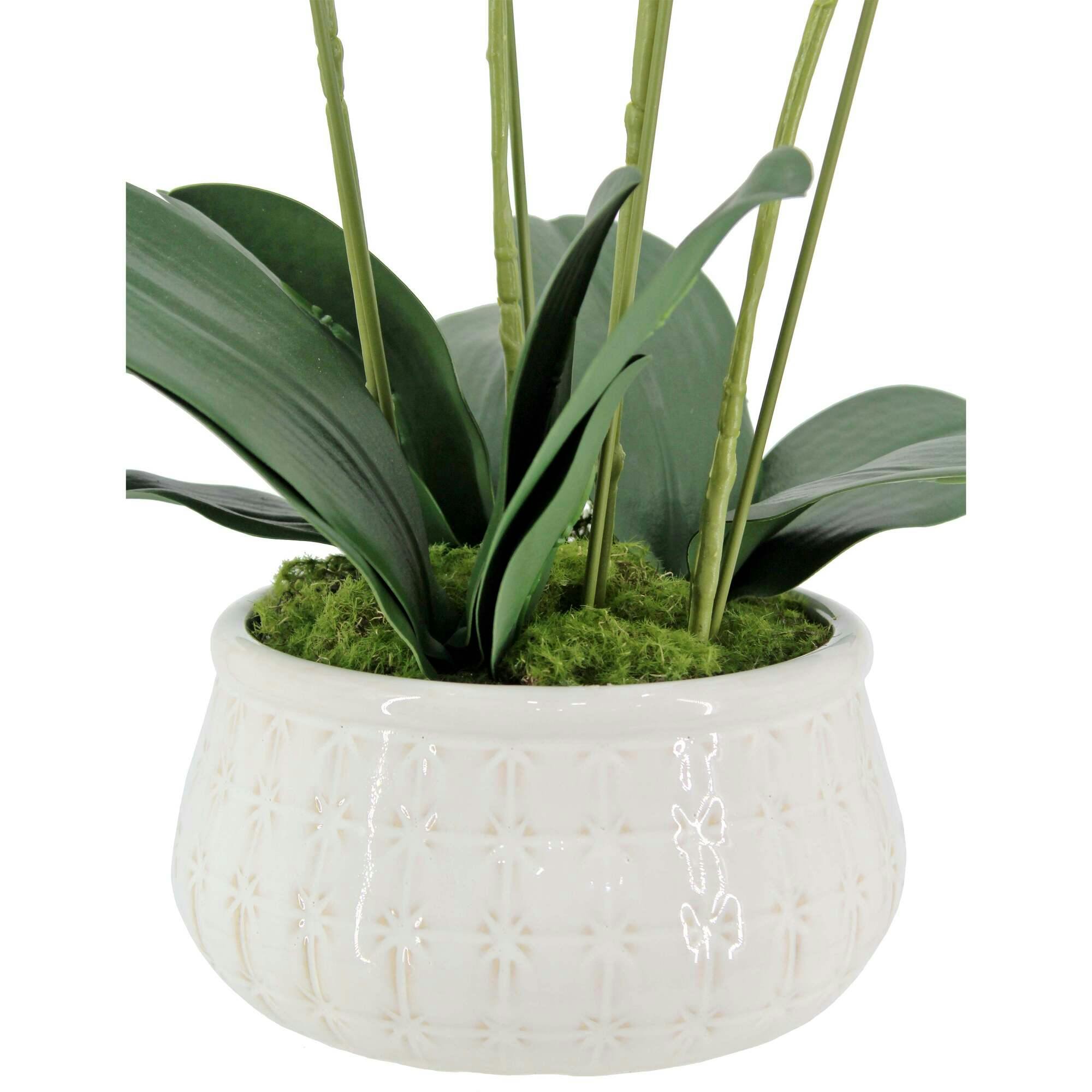 Artificial 4-Stem Phalaenopsis White Orchid