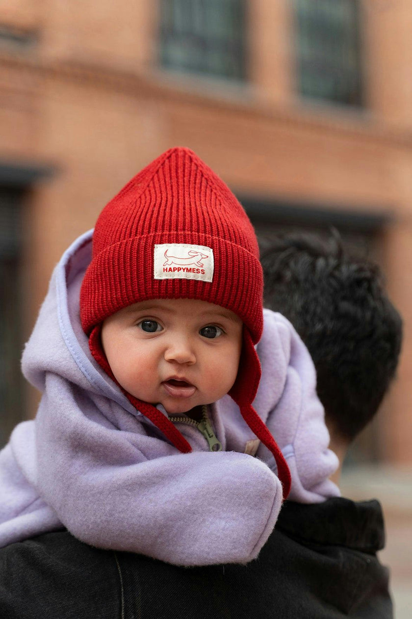 children's merino hat - retro red