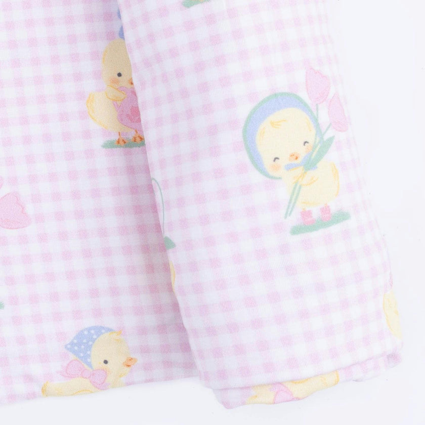 Vintage Spring Ducklings Pink - Swaddle Blanket