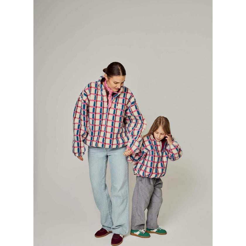 children's merino wool kangaroo jacket - pink & cobalt