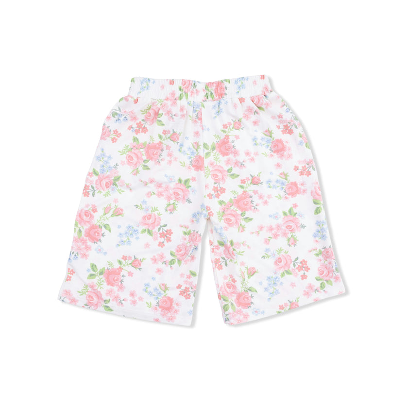 Cute Little Roses - Short Sleeve Shirt with Wide Leg Pant