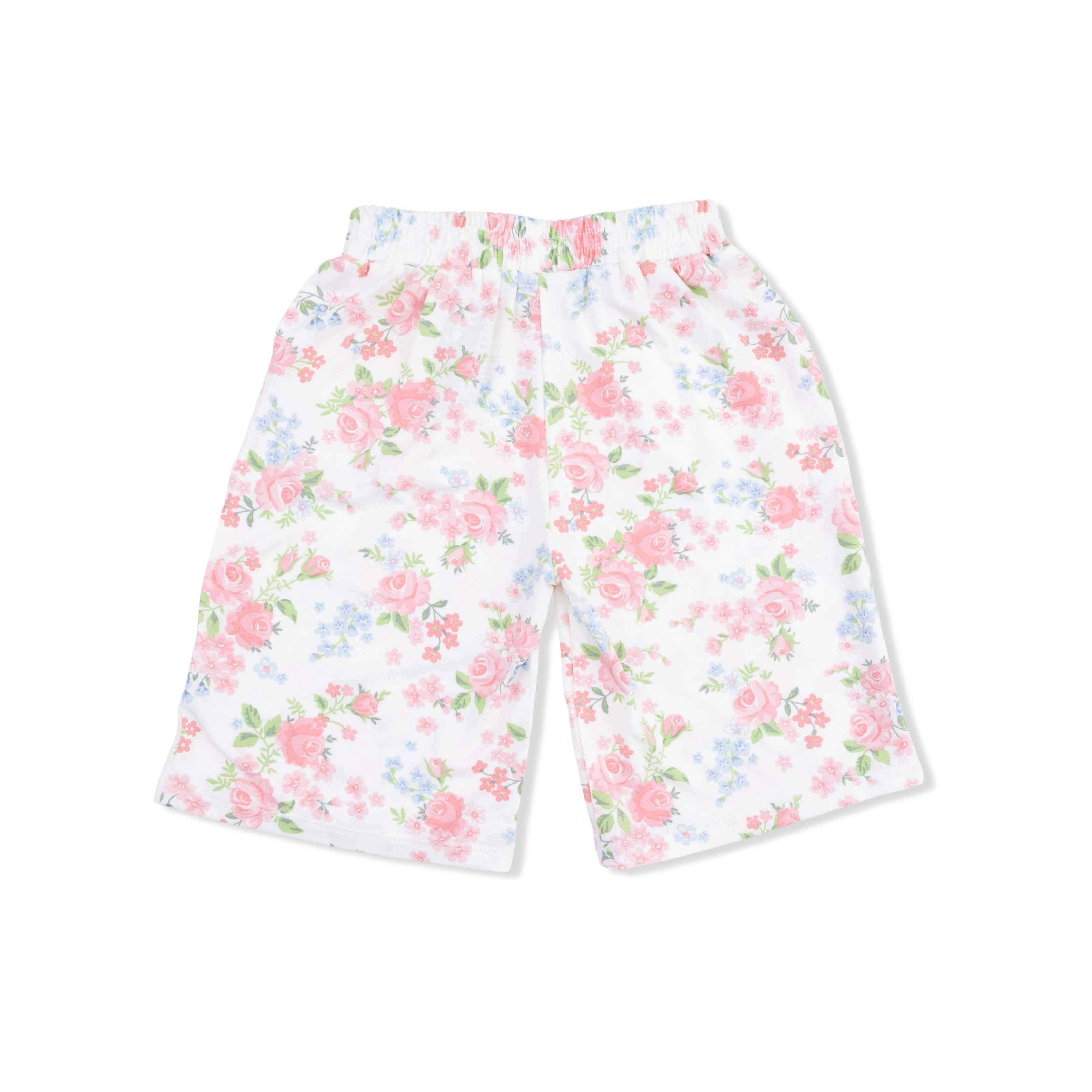 Cute Little Roses - Short Sleeve Shirt with Wide Leg Pant