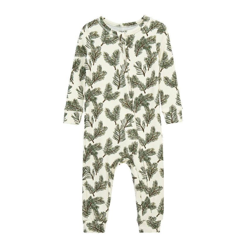 Pine Brushed Zipper Pajama