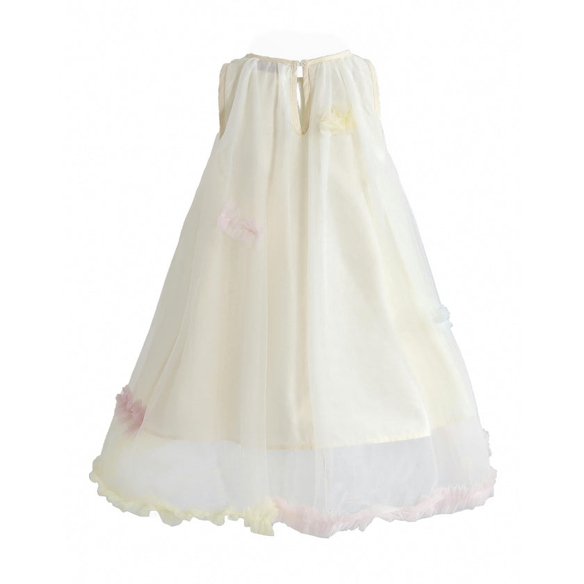 Cream Serenelle Floral Embellished Tulle Dress