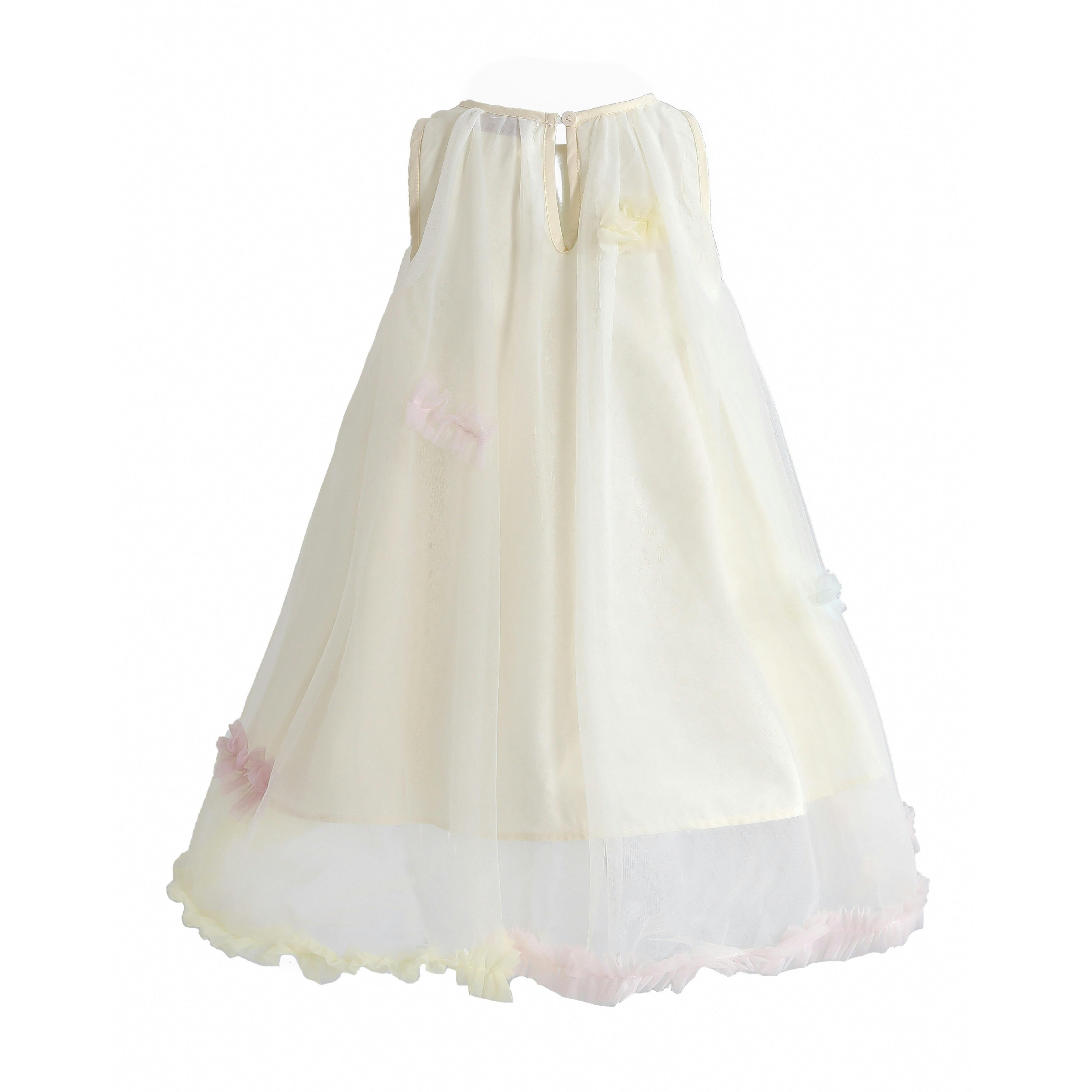 Cream Serenelle Floral Embellished Tulle Dress