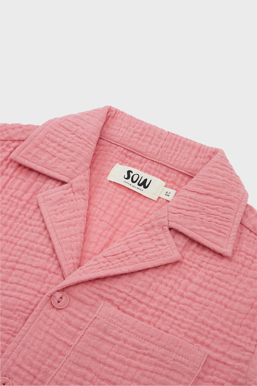 Organic Cotton Camp Collar Waffle Shirt