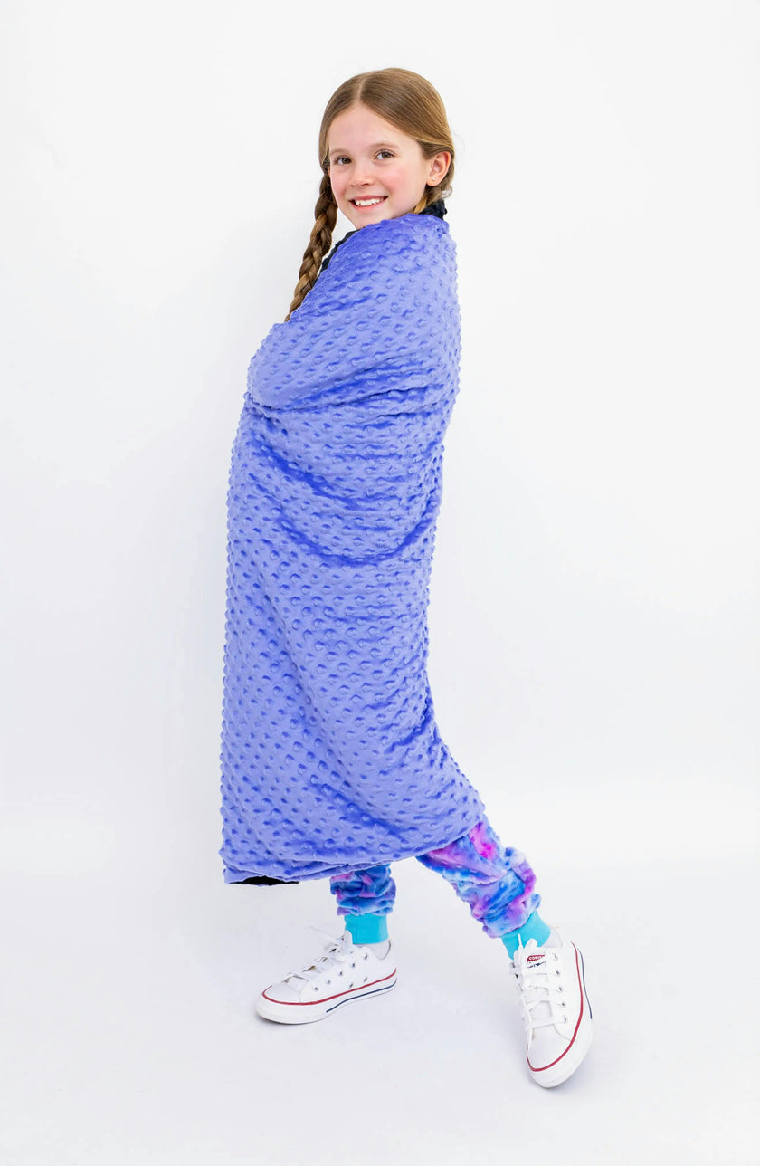 Reversible Minky Bubble Blanket - Peri/Black