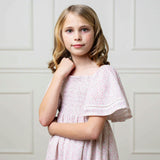 Organic Smocked Bell Sleeve Dress, Pink