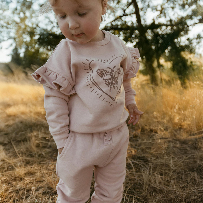 Organic Fleece Ruffle Sleeve Sweatshirt