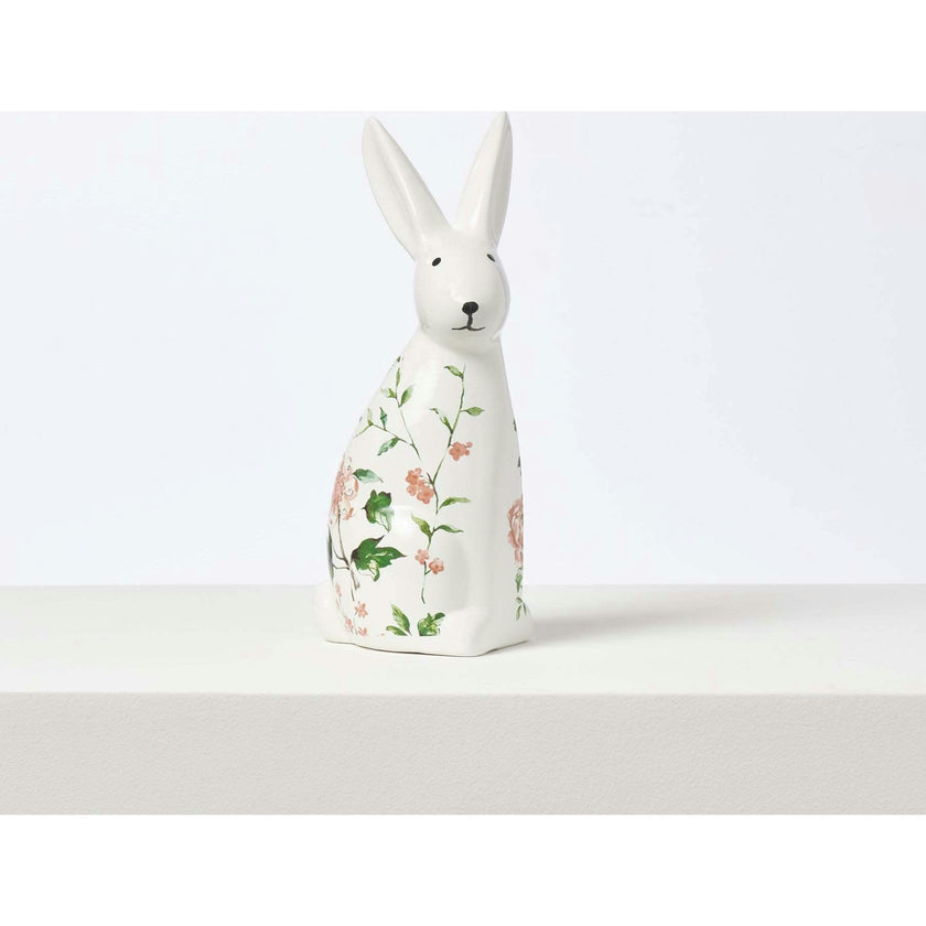 Ivory & Pink Ceramic Bunny Rabbit Figurine Easter Tabletop Home Decor