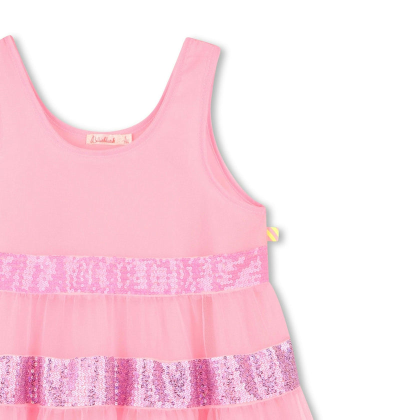 Pink Sequin Striped Dress