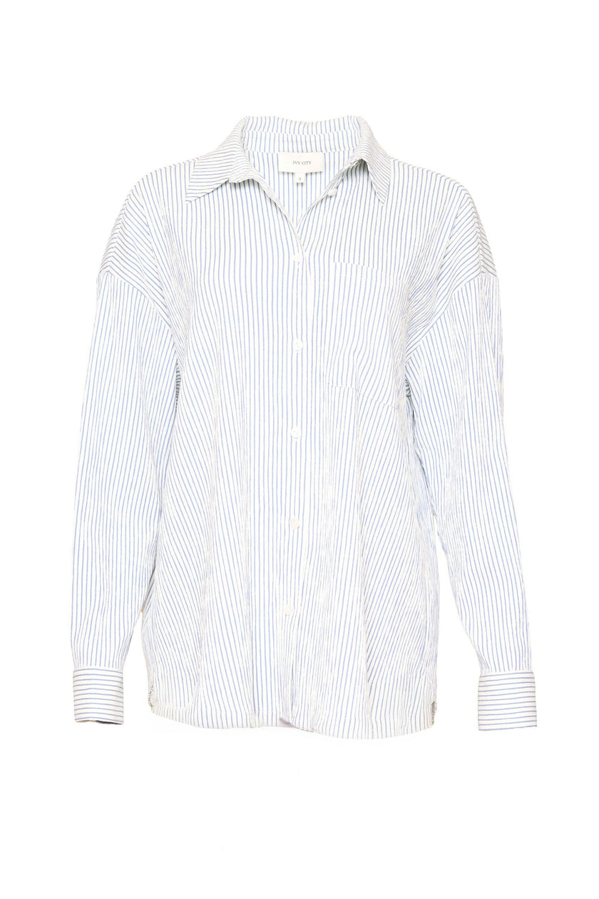 Sevilla Top in Blue & White Pinstripe