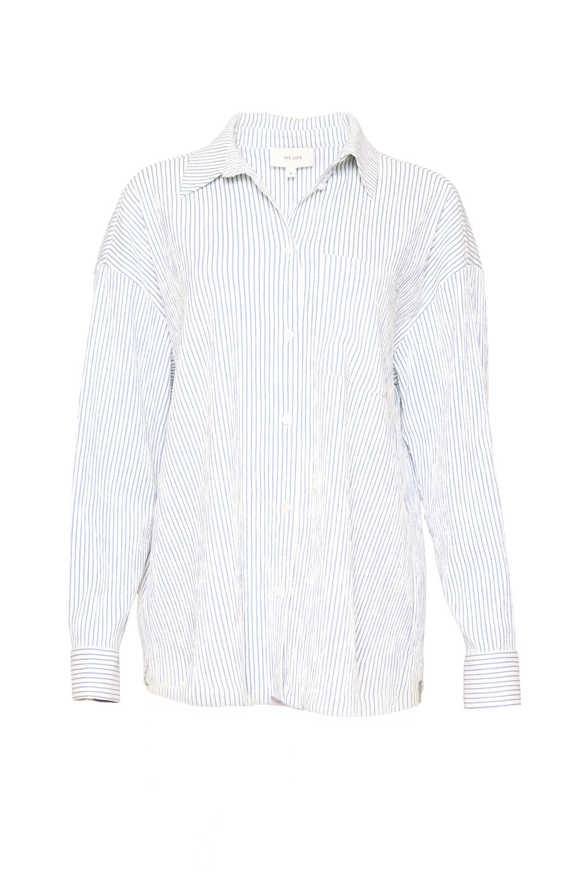 Sevilla Top in Blue & White Pinstripe