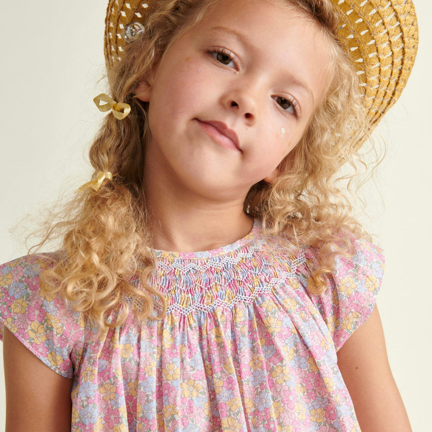 Made With Liberty Fabric Smocked Girls Blouse Isabella