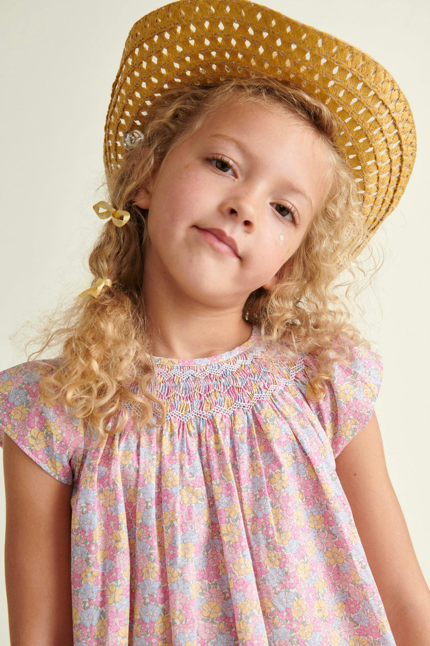 Made With Liberty Fabric Smocked Girls Blouse Isabella