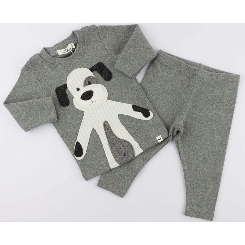 Large Cream Applique L/S 2pc Set