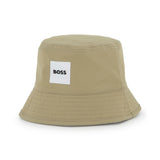 White & Beige Reversible Bucket Hat