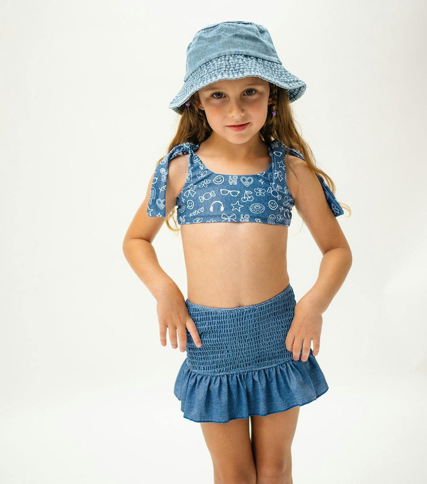 smocked skirt denim
