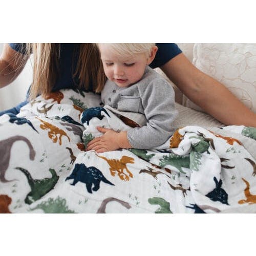 Cotton Muslin Quilted Throw - Dino Friends
