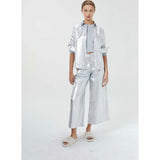Culotte Metallic Linen Pants - New Silver