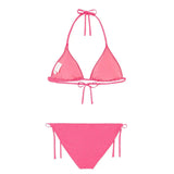 Girls' triangle two-piece swimsuit, pink/gold | CALYPSO 2P TRIANGLE