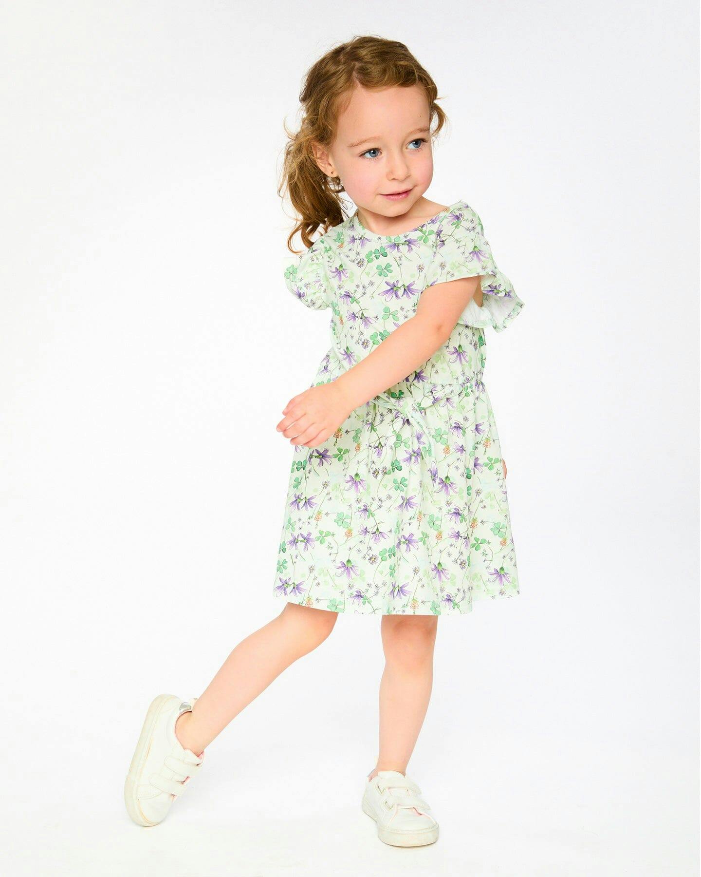 Jersey Dress Green Printed Flowers