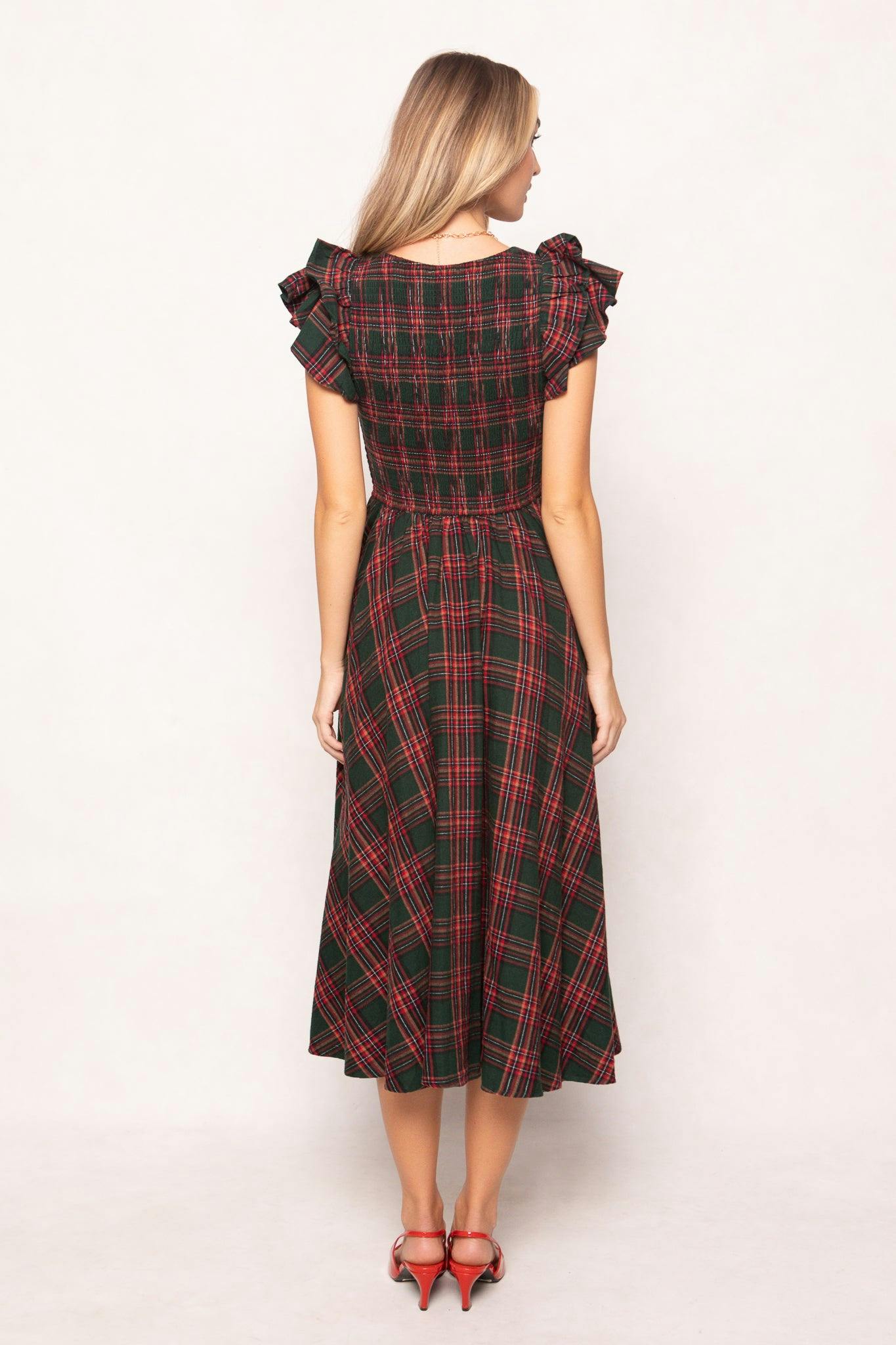 Hattie Dress in Evergreen Plaid