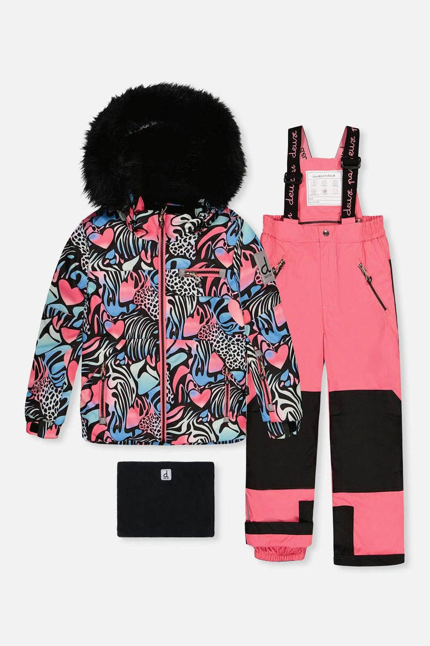 Two Piece Play Snowsuit Black Zebra Print With Pink Pants