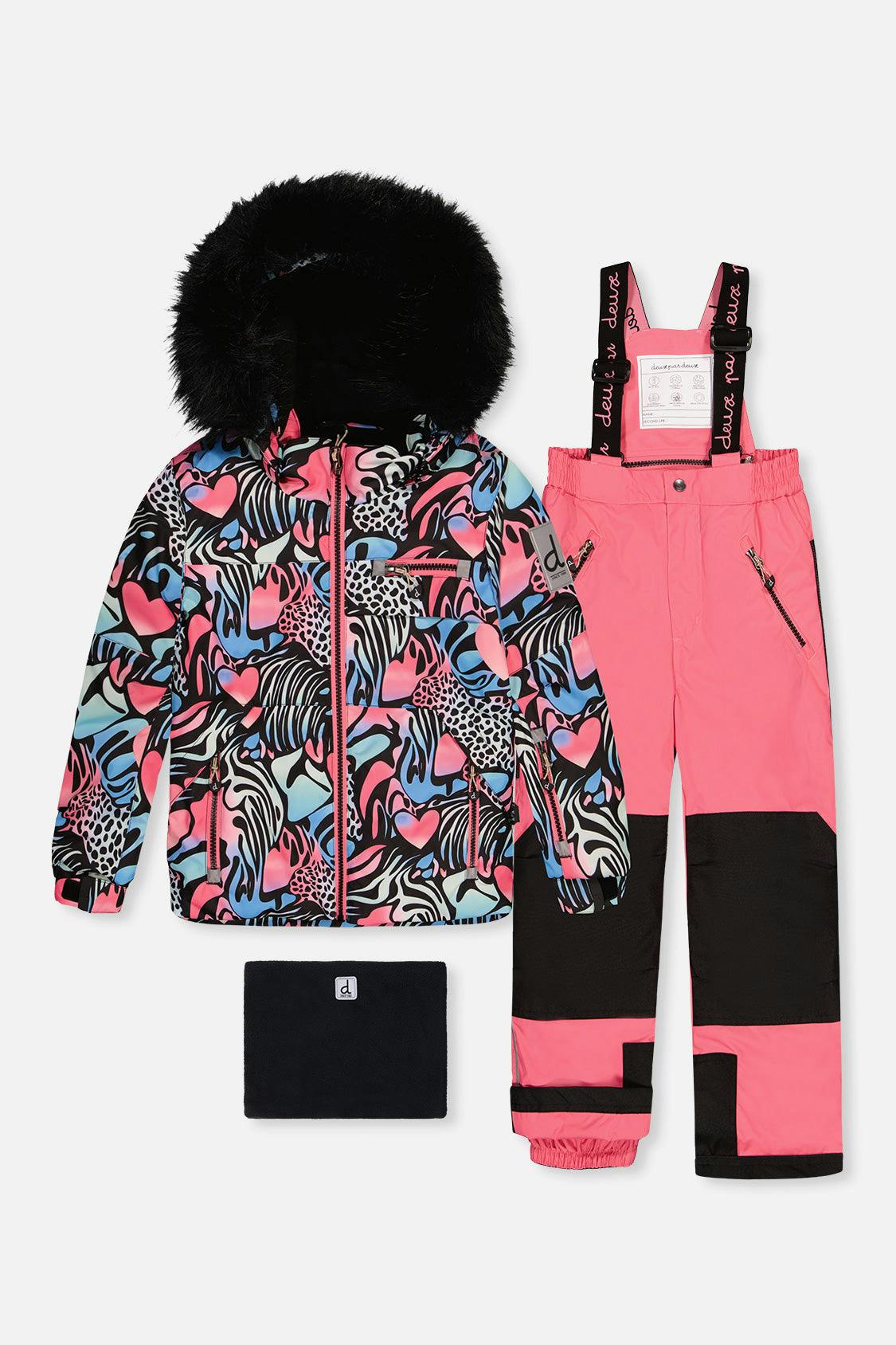 Two Piece Play Snowsuit Black Zebra Print With Pink Pants