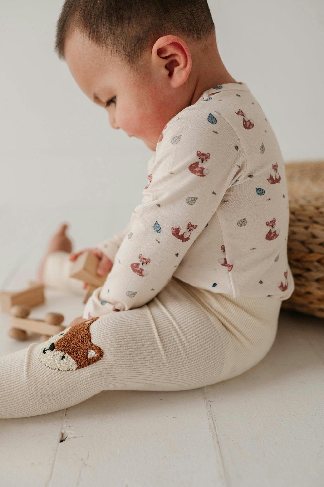 Baby Boy Long Sleeve Bodysuit in Caramel Stripe