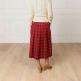 Organic Pleated Midi Skirt, Red
