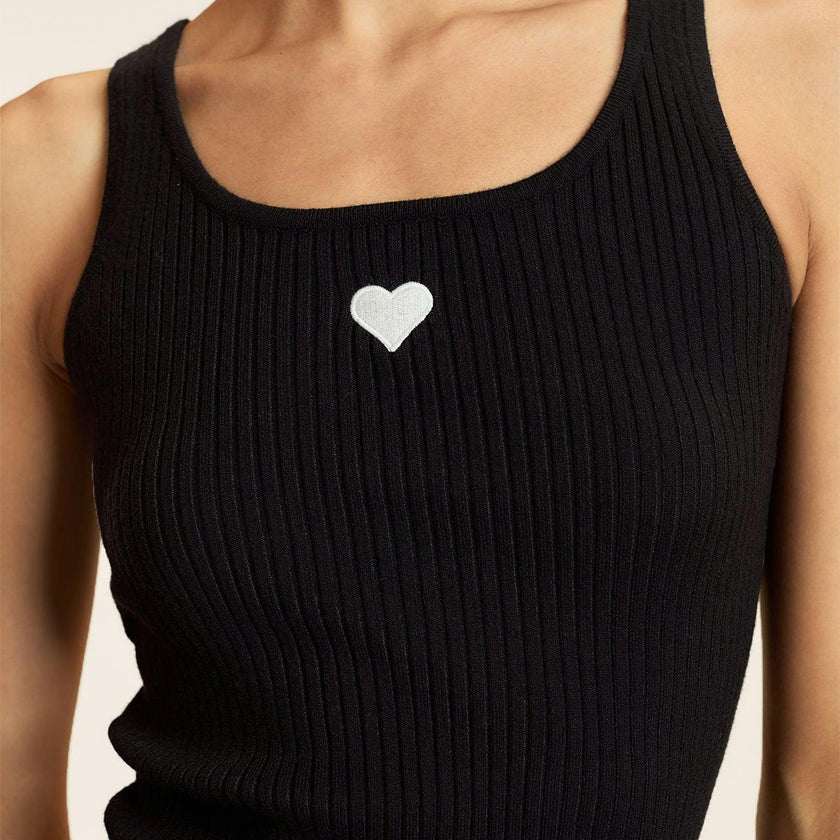 Heart Embroidered Knit Top