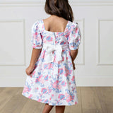 Organic Short Sleeve Puff Sleeve Party Dress, Pink