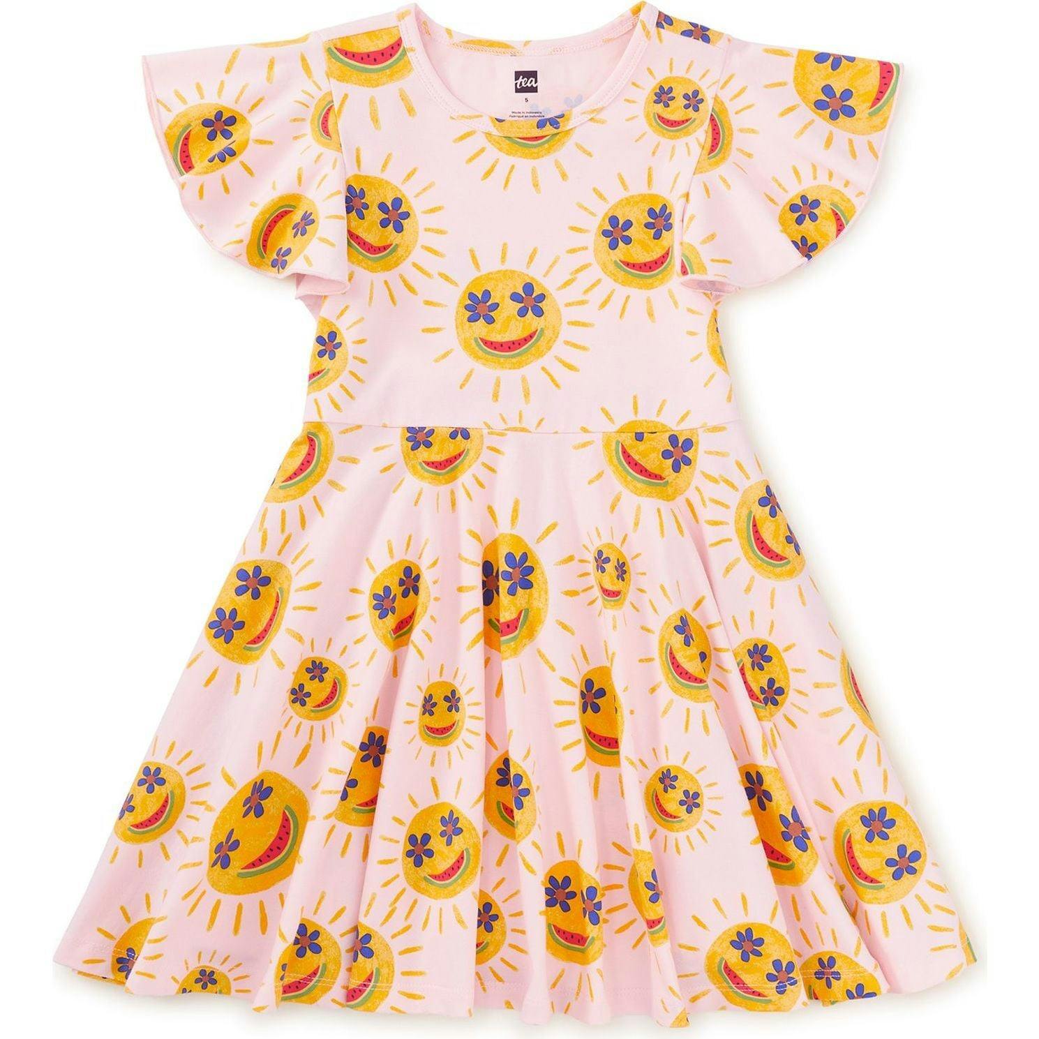 Flutter Sleeve Twirl Dress, Multi