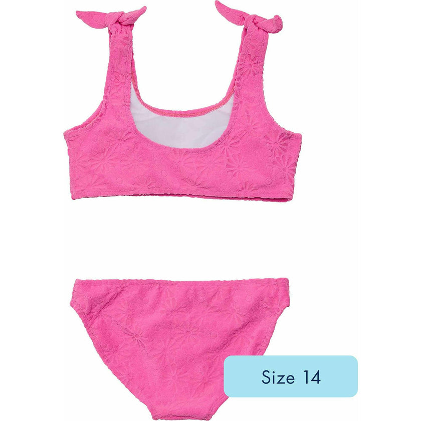 Plush Terry Tie Shoulder Sleeveless Crop Bikini Top