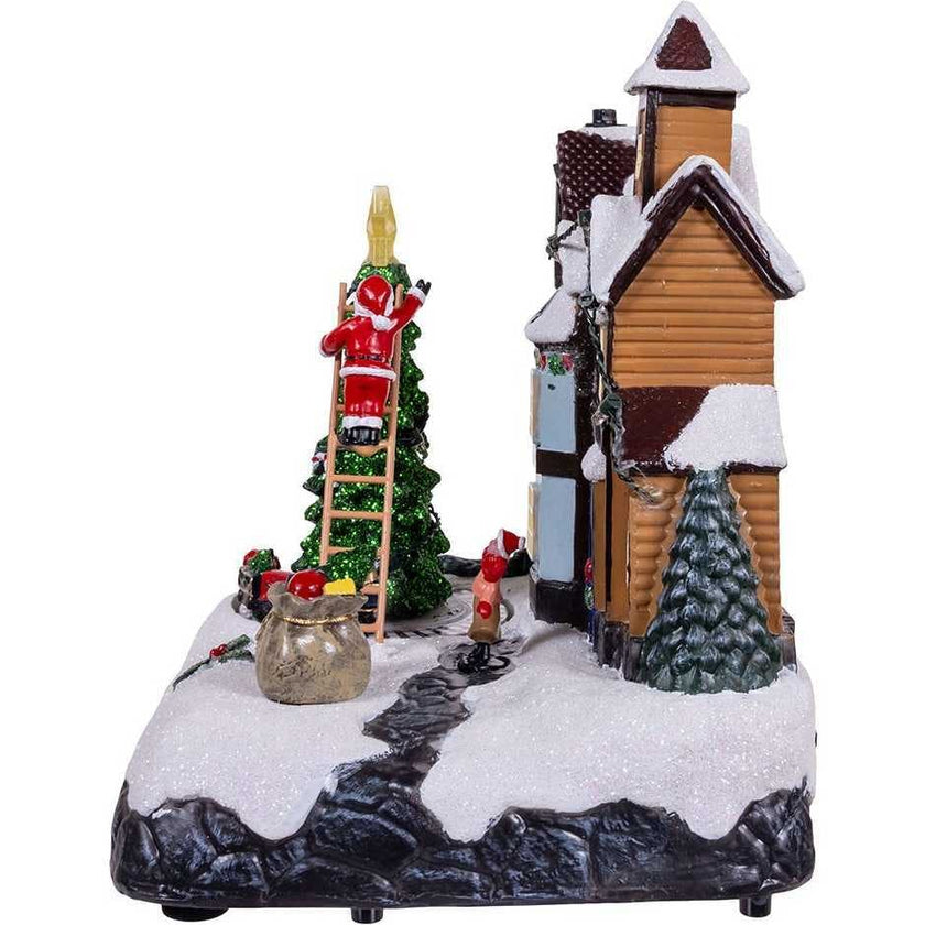 8.5-Inch Battery Operated Lighted Musical Santa Village Scene