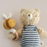 Blue Stripe Swaddle and Henry Bear Plush Toy Set