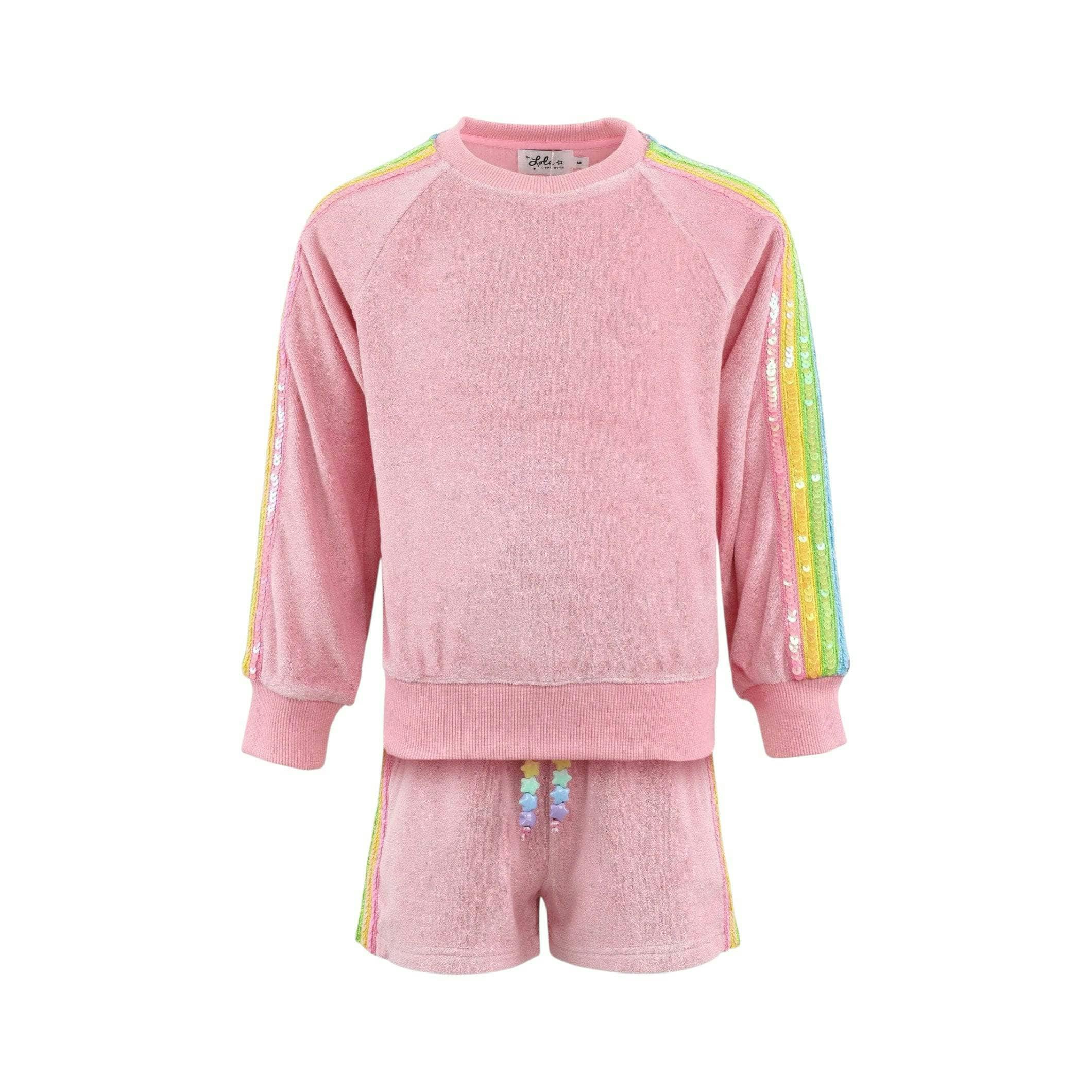 Pink Rainbow Sequin Stripe Short Set