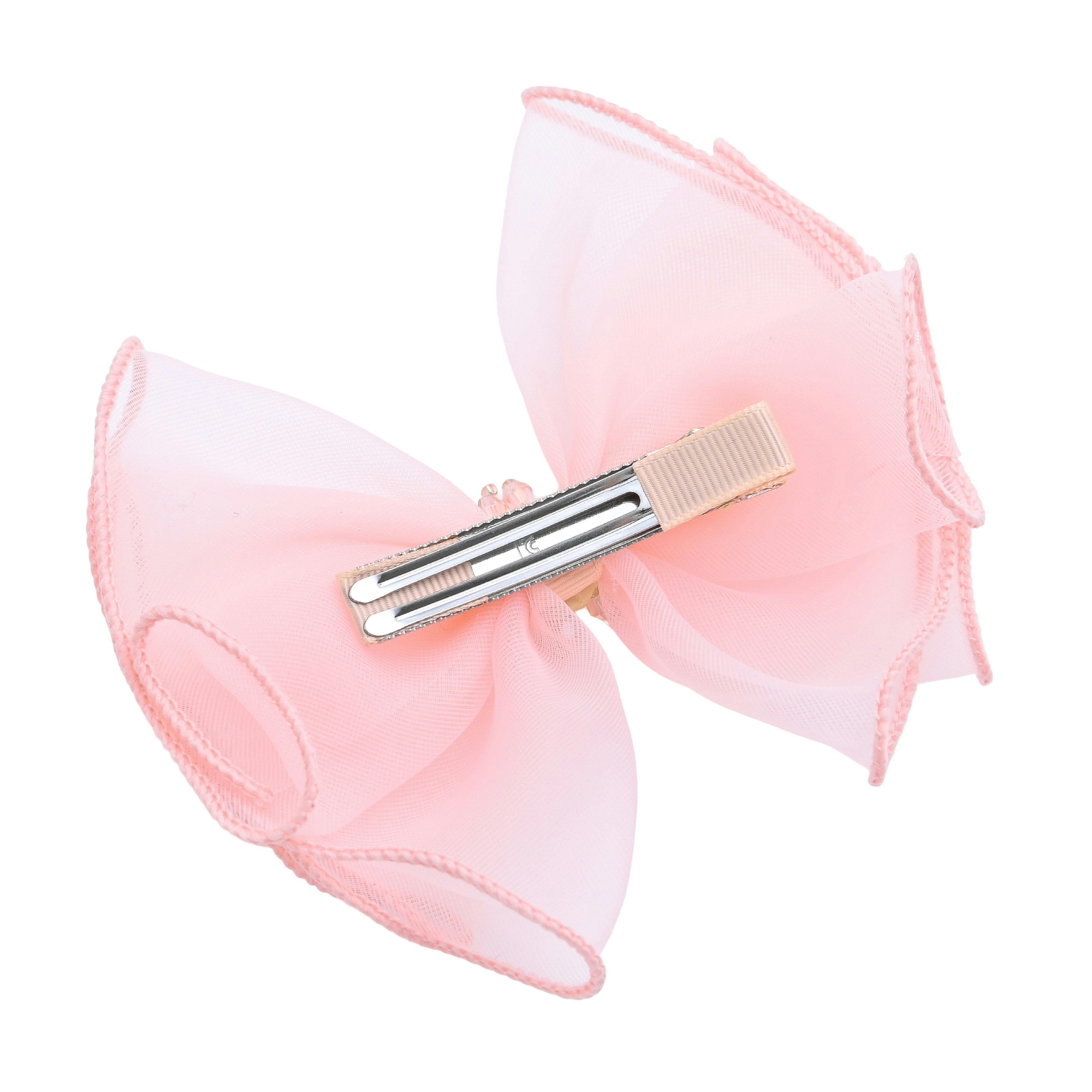 Multicolor Pearl Cluster Bow Clip Set