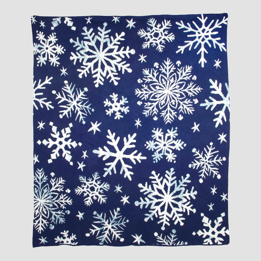 Cotton Sustainable Knit Throw | Nordic Snowflakes